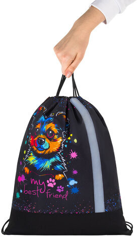 Мешок для обуви ЮНЛАНДИЯ, плотный, светоотражающая полоса, 46х36 см, "True friend", 272410