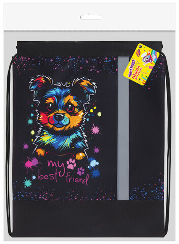 Мешок для обуви ЮНЛАНДИЯ, плотный, светоотражающая полоса, 46х36 см, "True friend", 272410