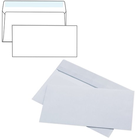 Конверты E65 (110х220 мм), отрывная лента, 80 г/м2, КОМПЛЕКТ 1000 шт., внутренняя запечатка, Е65.01С