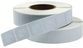 Этикетки самоклеящиеся противокражные радиочастотные, 40х40 мм, белые, рулон 1000 шт.