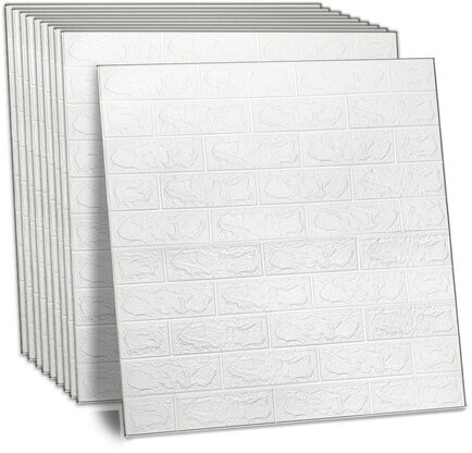 Панели для стен / стеновые панели 3D самоклеящиеся, "Белый кирпич", 10шт, 70х77см, DASWERK, 607988