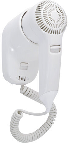 Фен для волос настенный KSITEX F-2000 H, 1200 Вт, пластик, 2 скорости, белый