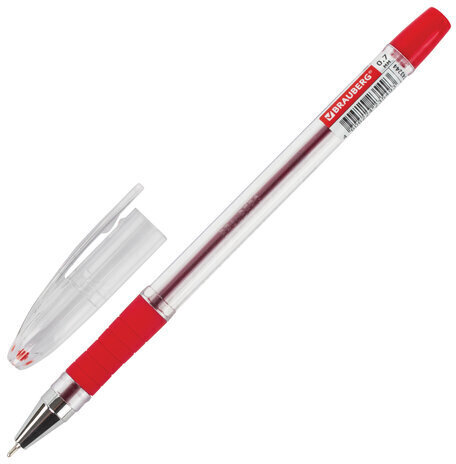 Ручка шариковая масляная с грипом BRAUBERG "Model-XL" ORIGINAL, КРАСНАЯ, узел 0,7 мм, линия письма 0,35 мм, 143244