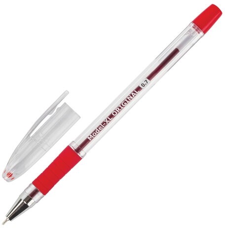 Ручка шариковая масляная с грипом BRAUBERG "Model-XL" ORIGINAL, КРАСНАЯ, узел 0,7 мм, линия письма 0,35 мм, 143244