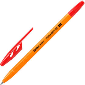 Ручка шариковая BRAUBERG &quot;ULTRA ORANGE&quot;, КРАСНАЯ, узел 0,7 мм, чернила ГЕРМАНИЯ, наконечник ШВЕЙЦАРИЯ, 143564