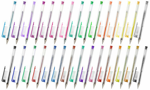 Ручки гелевые АРОМАТИЗИРОВАННЫЕ, НАБОР 30 ЦВЕТОВ, "FRUITS", линия письма 0,5 мм, BRAUBERG KIDS, 143823