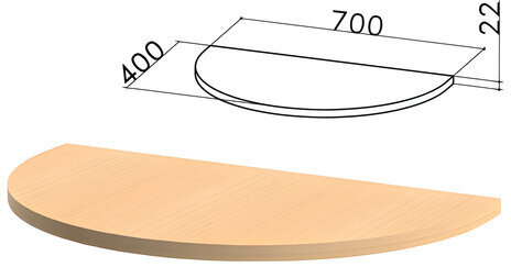 Стол приставной полукруг "Монолит", 700х400х750 мм, БЕЗ ОПОРЫ (640137), цвет бук бавария, ПМ34.1