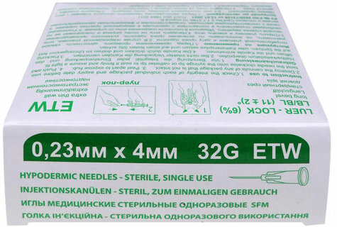 Иглы для мезотерапии и микроинъекций одноразовые SFM 0,23 х 4 - 32G, КОМПЛЕКТ 50 шт.