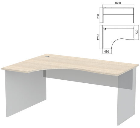 Стол эргономичный ЧАСТЬ 1 "Арго", 1600х1200х760 мм, левый, ясень шимо