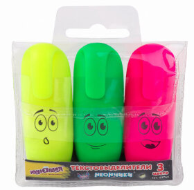 Набор текстовыделителей ЮНЛАНДИЯ 3 шт., мини, АССОРТИ, &quot;НЕОНЧИКИ&quot;, линия 1-5 мм, 151764