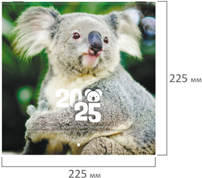 Календарь настенный перекидной на 2025 г., BRAUBERG, 12 листов, 22,5х22,5 см, МИНИ, "Дикие животные", 116179