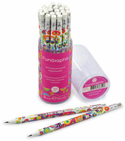 Карандаш механический цанговый 2 мм, BRUNO VISCONTI "FunGraphix", "Мультики", точилка, 21-0041/03