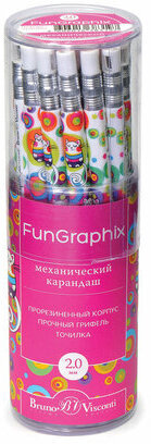 Карандаш механический цанговый 2 мм, BRUNO VISCONTI "FunGraphix", "Мультики", точилка, 21-0041/03