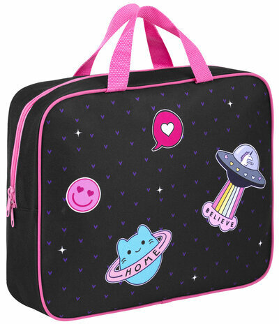 Папка на молнии с ручками BRAUBERG А4, 1 отделение, полиэстер, 80 мм, "Space sweets", 272175