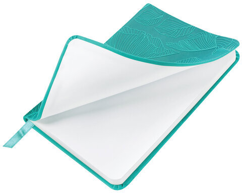 Еженедельник датированный 2024 МАЛЫЙ ФОРМАТ 95х155 мм А6, BRAUBERG "Foliage", под кожу, бирюзовый, 115052