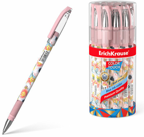 Ручка шариковая ERICH KRAUSE ColorTouch "Flower cocktail", СИНЯЯ, узел 0,7 мм, линия письма 0,35 мм, 50818