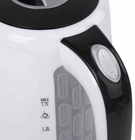 Чайник SONNEN KT-002B, 1,7 л, 2200 Вт, закрытый нагревательный элемент, пластик, белый/черный, 454994