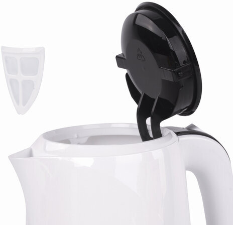 Чайник SONNEN KT-002B, 1,7 л, 2200 Вт, закрытый нагревательный элемент, пластик, белый/черный, 454994