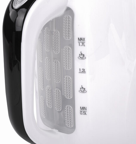 Чайник SONNEN KT-002B, 1,7 л, 2200 Вт, закрытый нагревательный элемент, пластик, белый/черный, 454994