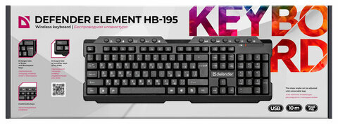 Клавиатура беспроводная DEFENDER Element HB-195 RU, USB, 114 клавиш, черная, 45195