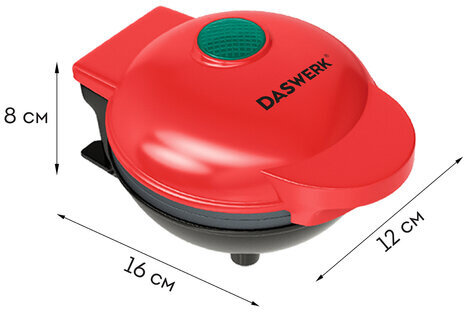 Электровафельница антипригарная для венских и бельгийских вафель, d12см, 350 Вт, DASWERK, WM-1, 455523