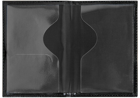 Обложка для паспорта натуральная кожа шик, 3D герб + тиснение "ПАСПОРТ", черная, BRAUBERG, 238201