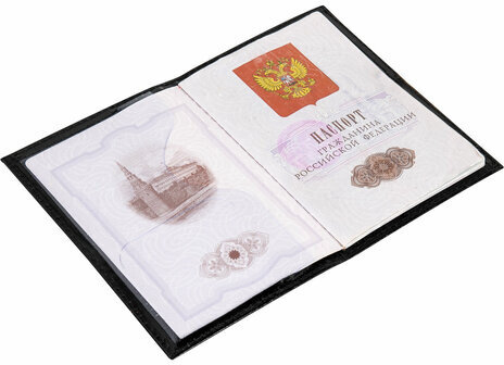 Обложка для паспорта натуральная кожа шик, 3D герб + тиснение "ПАСПОРТ", черная, BRAUBERG, 238201