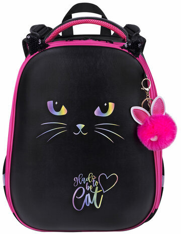 Ранец BRAUBERG SHINY, 2 отделения, с брелоком, "Glad to be cat", 38х28х14 см, 271382
