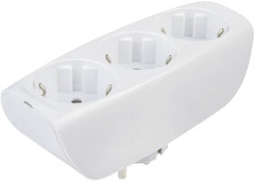 Сетевой тройник ЭРА, 3 розетки, c заземлением, со шторками, белый, SP-3e-W