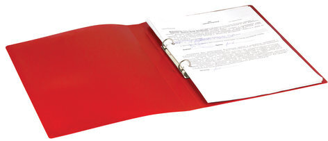 Папка на 2 кольцах STAFF, 21 мм, красная, до 170 листов, 0,5 мм, 225718