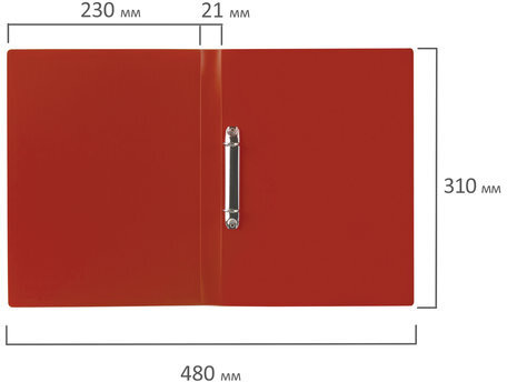 Папка на 2 кольцах STAFF, 21 мм, красная, до 170 листов, 0,5 мм, 225718