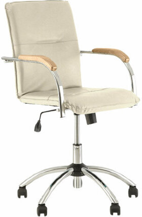 Кресло &quot;Samba GTP&quot;, деревянные накладки, хром, кожзам бежевый