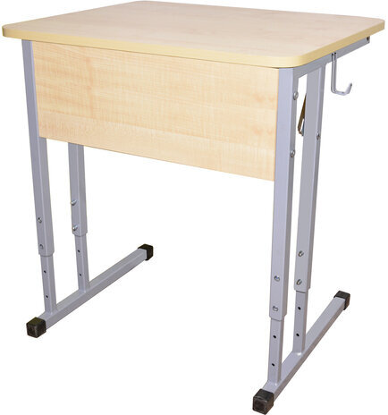Стол-парта 1-местный, регулируемый угол, "Умник", 600х500х520-640 мм, рост 2-4, серый каркас, ЛДСП клён