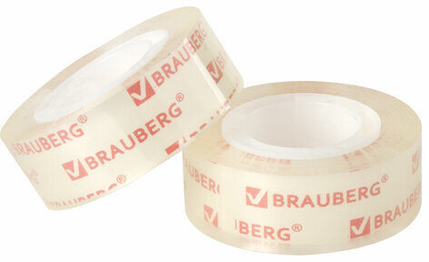 Клейкие ленты 19 мм х 33 м КРИСТАЛЬНЫЕ, BRAUBERG, КОМПЛЕКТ 2 шт., европодвес, 227261
