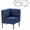 Кресло мягкое угловое "Хост" М-43, 620х620х780 мм, без подлокотников, экокожа, темно-синее