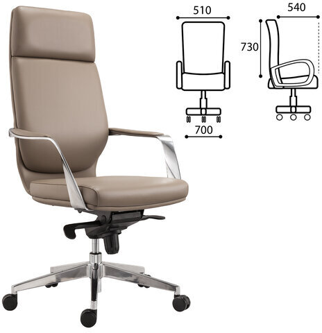 Кресло офисное BRABIX PREMIUM "Resonance EX-755", мультиблок, алюминий, экокожа, бежевое, 532488