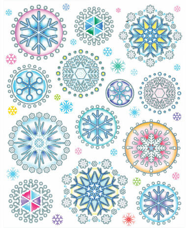 Украшение для окон и стекла ЗОЛОТАЯ СКАЗКА "Цветные снежинки 1", 30х38 см, ПВХ, 591219