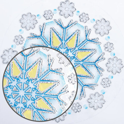 Украшение для окон и стекла ЗОЛОТАЯ СКАЗКА "Цветные снежинки 1", 30х38 см, ПВХ, 591219