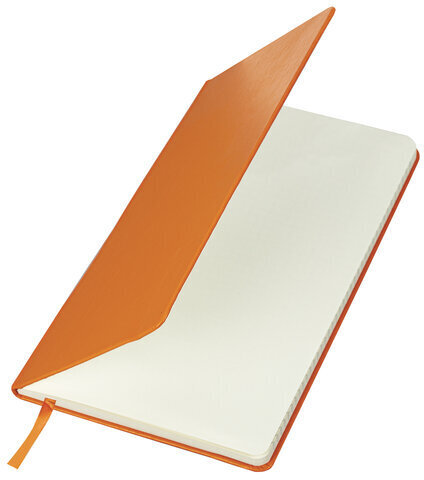 Блокнот А5 (148x218 мм), BRAUBERG "Metropolis Special", под кожу, 80 л., резинка, клетка, оранжевый, 111576