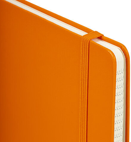 Блокнот А5 (148x218 мм), BRAUBERG "Metropolis Special", под кожу, 80 л., резинка, клетка, оранжевый, 111576