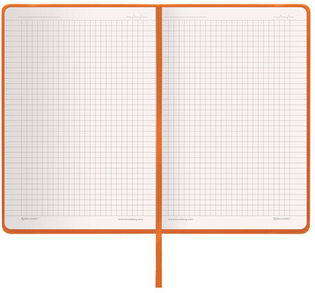 Блокнот А5 (148x218 мм), BRAUBERG "Metropolis Special", под кожу, 80 л., резинка, клетка, оранжевый, 111576