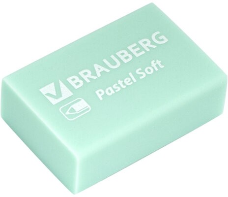 Ластики BRAUBERG "Pastel Soft" НАБОР 12 шт., размер ластика 31х20х10 мм, экологичный ПВХ, 229598