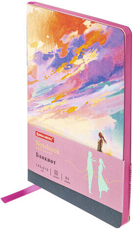 Блокнот А5 (143x210 мм), BRAUBERG VISTA &quot;Color clouds&quot;, под кожу, гибкий, 80 л., 112068