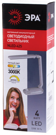 Настольная лампа светильник ЭРА NLED-425 на подставке, СВЕТОДИОДНАЯ, 4 Вт, белый, NLED-425-4W-W