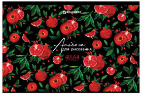 Альбом для рисования, А4, 40 листов, скоба, глянцевый лак, BRAUBERG, 200х285 мм, &quot;Гранаты&quot;, 106705