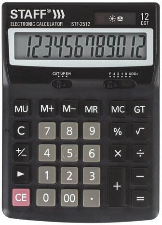 Калькулятор настольный STAFF STF-2512 (170х125 мм), 12 разрядов, двойное питание, 250136