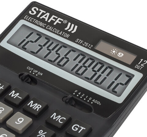 Калькулятор настольный STAFF STF-2512 (170х125 мм), 12 разрядов, двойное питание, 250136