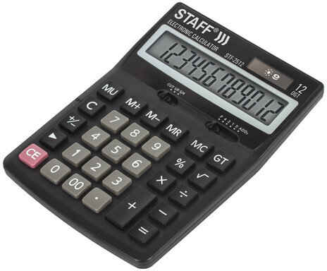 Калькулятор настольный STAFF STF-2512 (170х125 мм), 12 разрядов, двойное питание, 250136