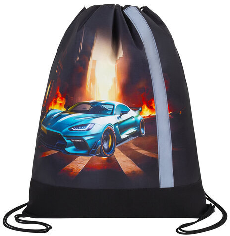 Мешок для обуви ЮНЛАНДИЯ, плотный, светоотражающая полоса, 46х36 см, "Fire car", 272411