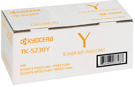 Тонер-картридж KYOCERA (TK-5230Y) ECOSYS P5021cdn/cdw/M5521cdn/cdw, желтый, ресурс 2200 стр., оригинальный, 1T02R9ANL0